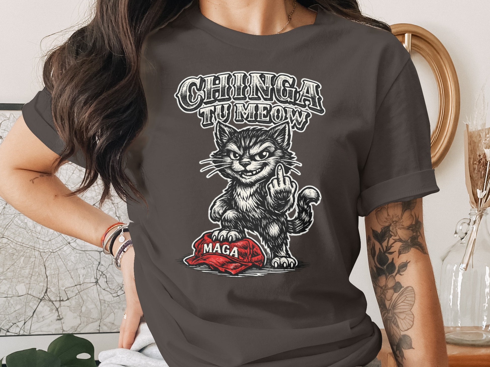 Chinga Tu Meow Cat Middle Finger MAGA Hat product type