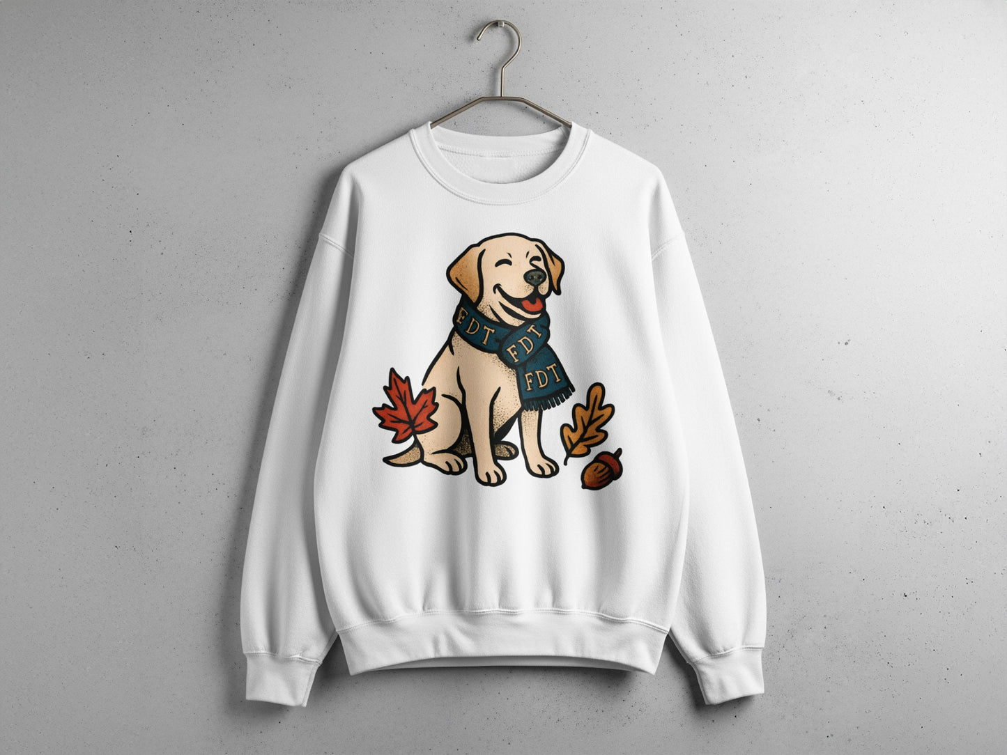 Adorable Dog with Leaves and Acorns Long Sleeve Top