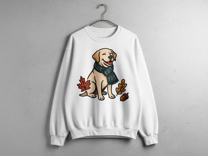 Adorable Dog with Leaves and Acorns Long Sleeve Top
