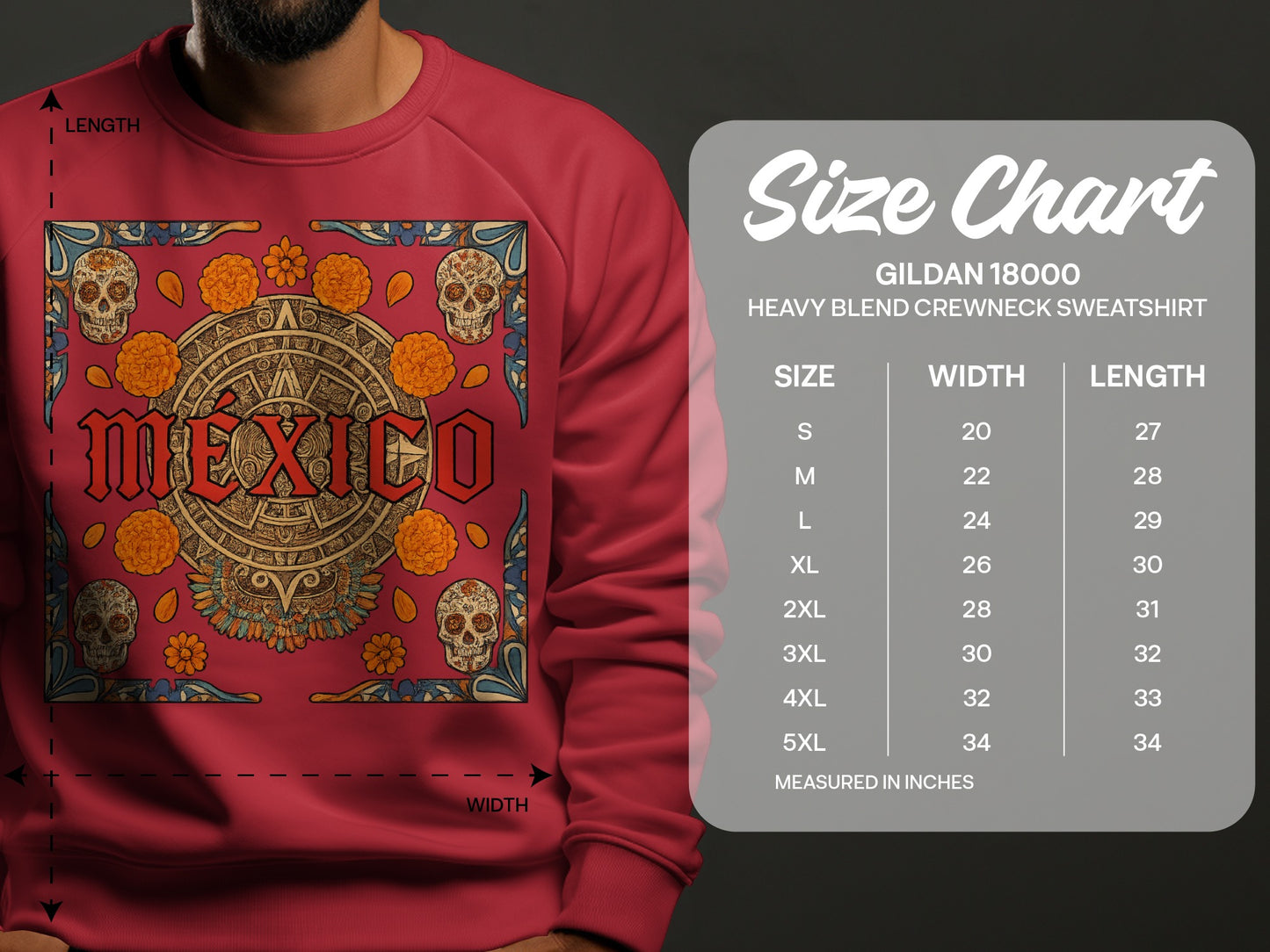 Aztec Skull Design Gildan 18000 Crewneck Sweatshirt