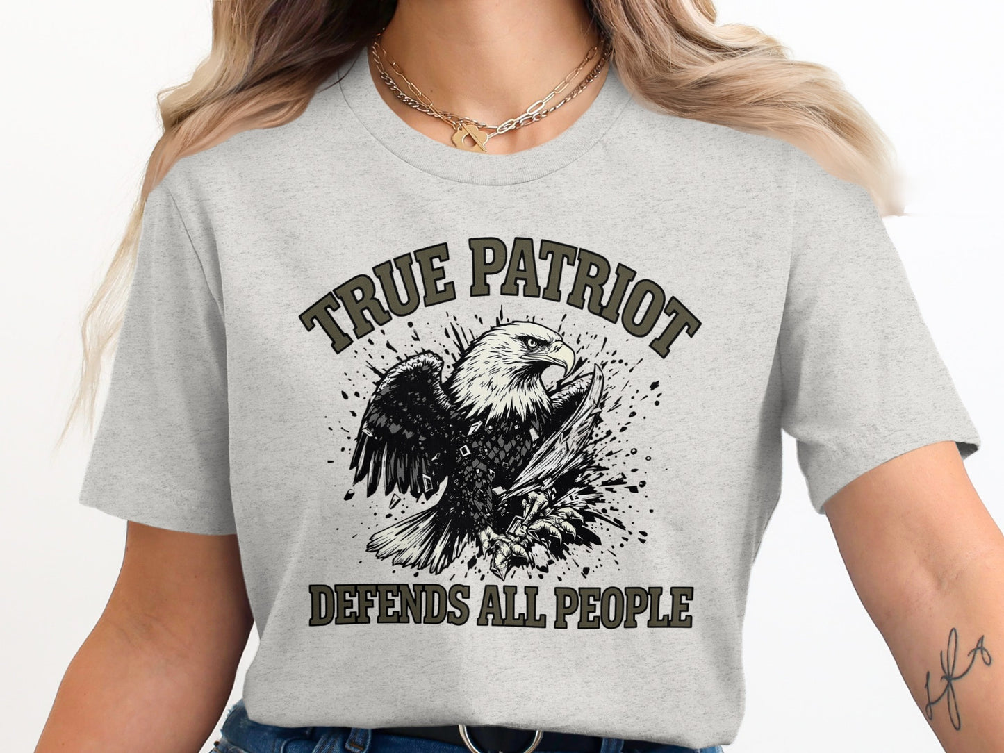 True Patriot Defends All People Graphic Tshirt product