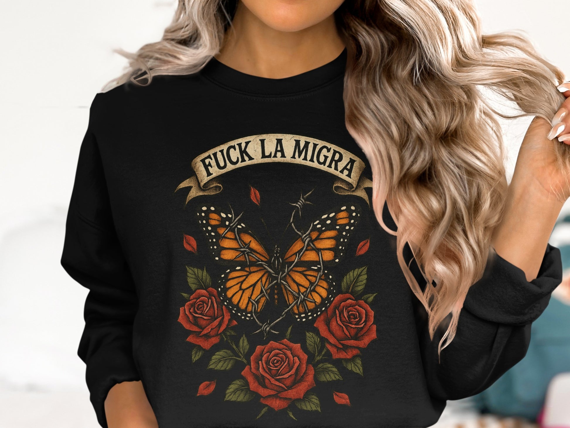 Butterfly and Roses Graphic Sweatshirt product type