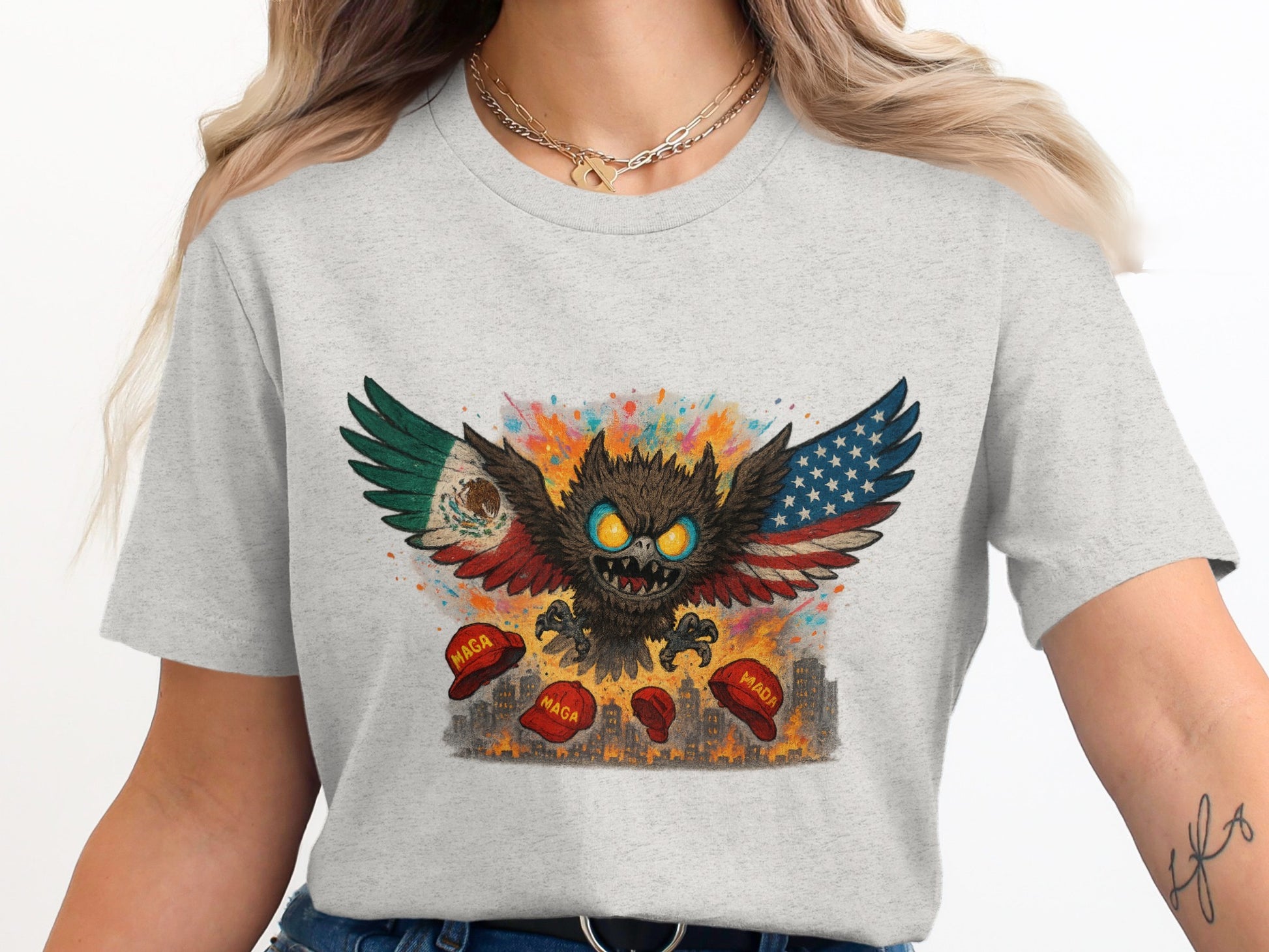 Vintage Eagle Mexican-American Themed Graphic T-Shirt product