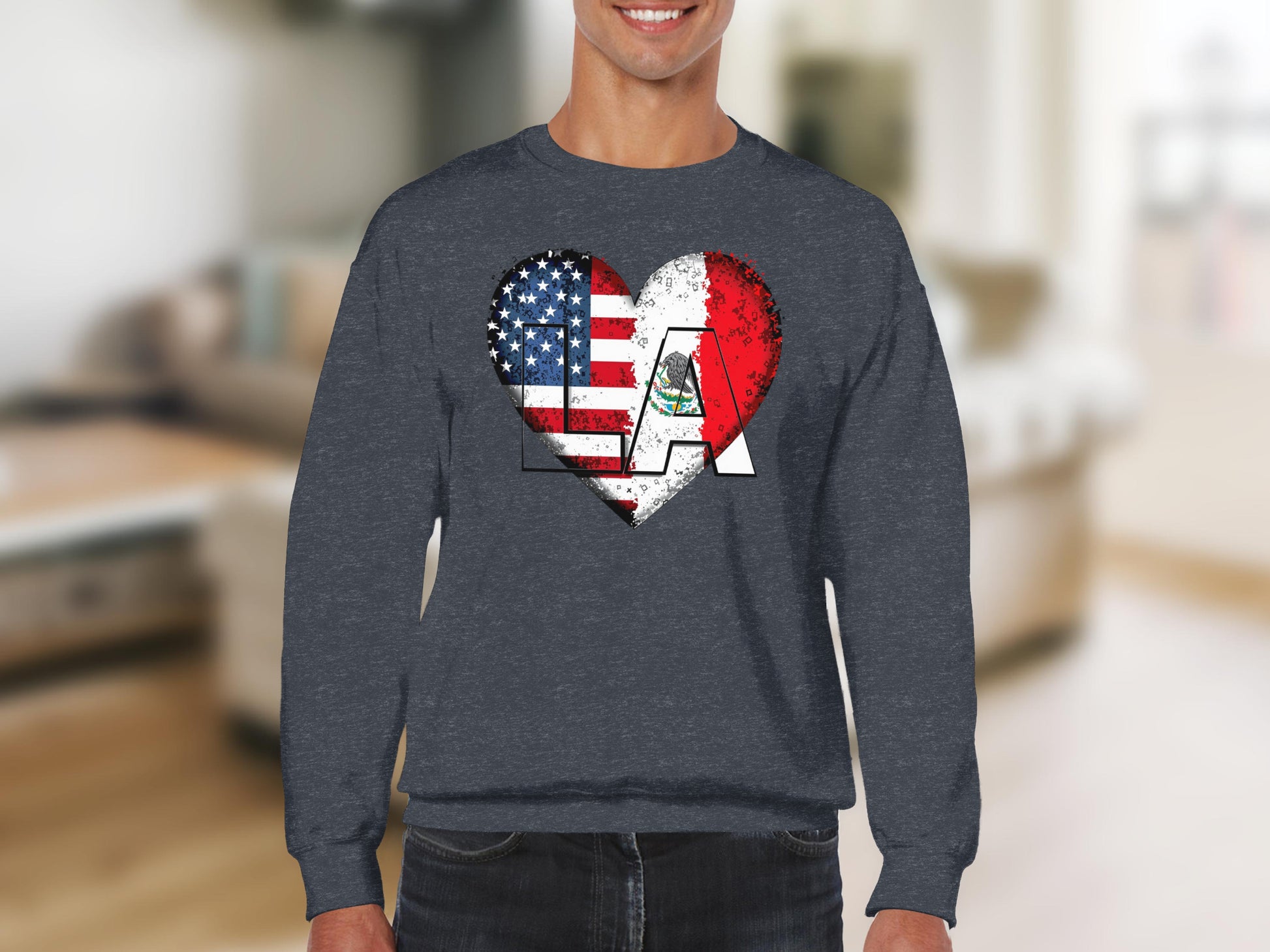 Patriotic Heart Design Long Sleeve Shirt product type