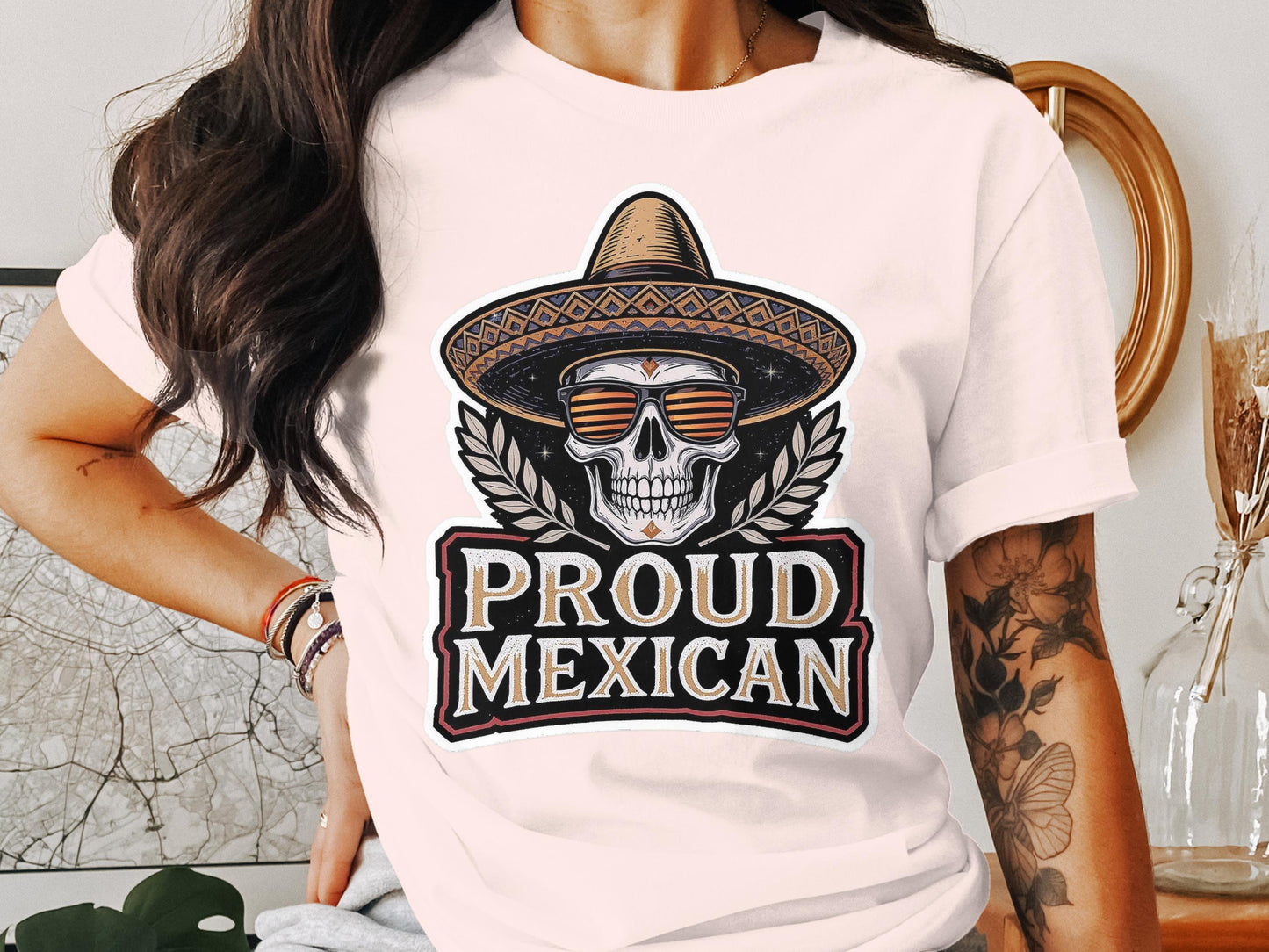 Proud Mexican Sombrero Skull Graphic T-Shirt product type