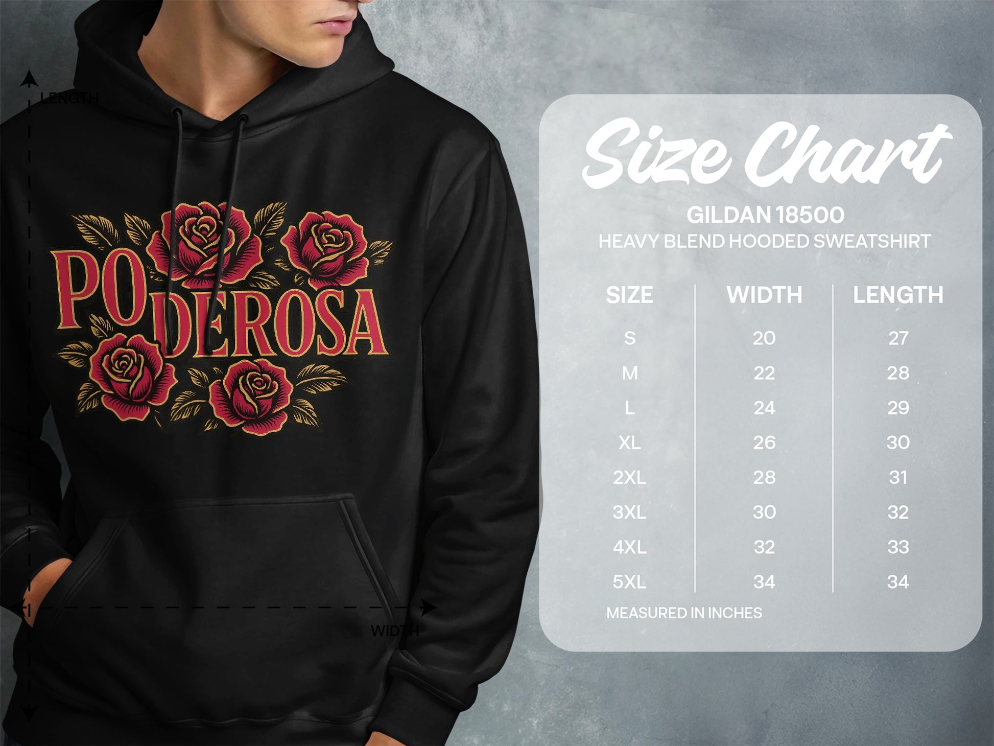 Poderosa Roses Design Heavy Blend Hooded Sweatshirt product