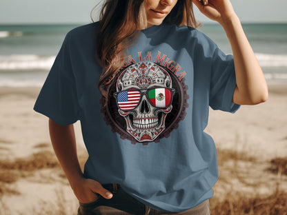Unique Biker Skull Design Graphic T-shirt product