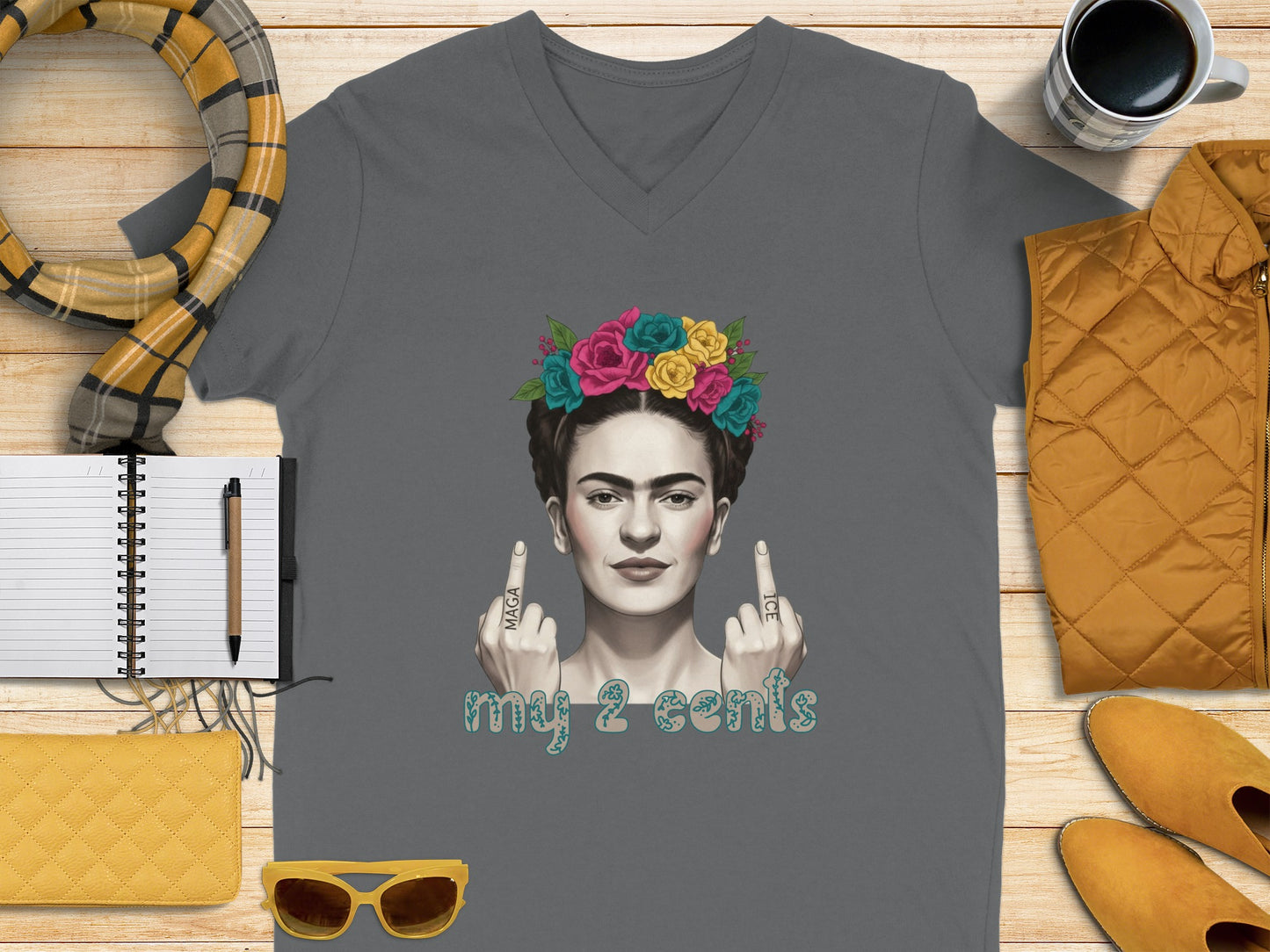 Frida Kahlo My 2 Cents Graphic Tee