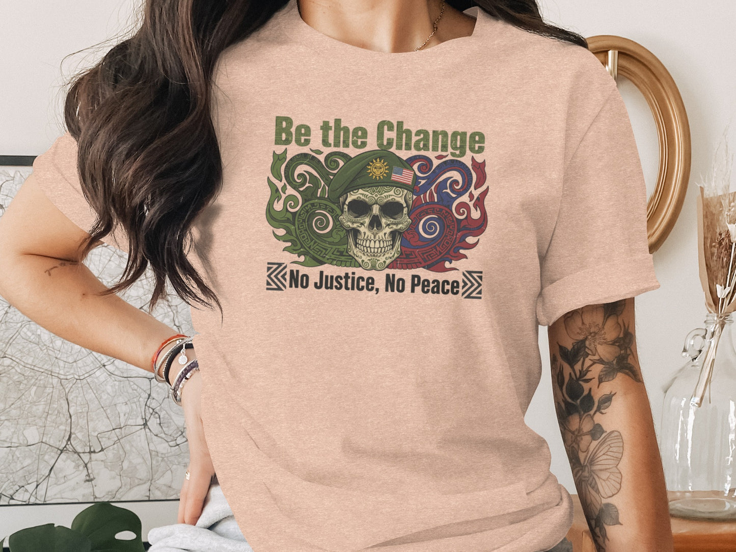 Be the Change No Justice No Peace graphic shirt