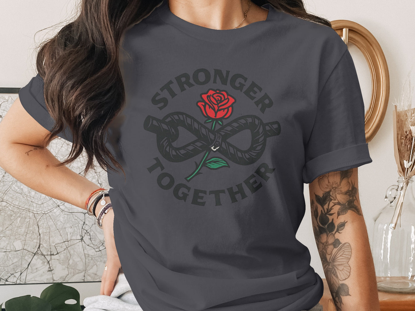 Stronger Together Rose and Rope Graphic T-Shirt