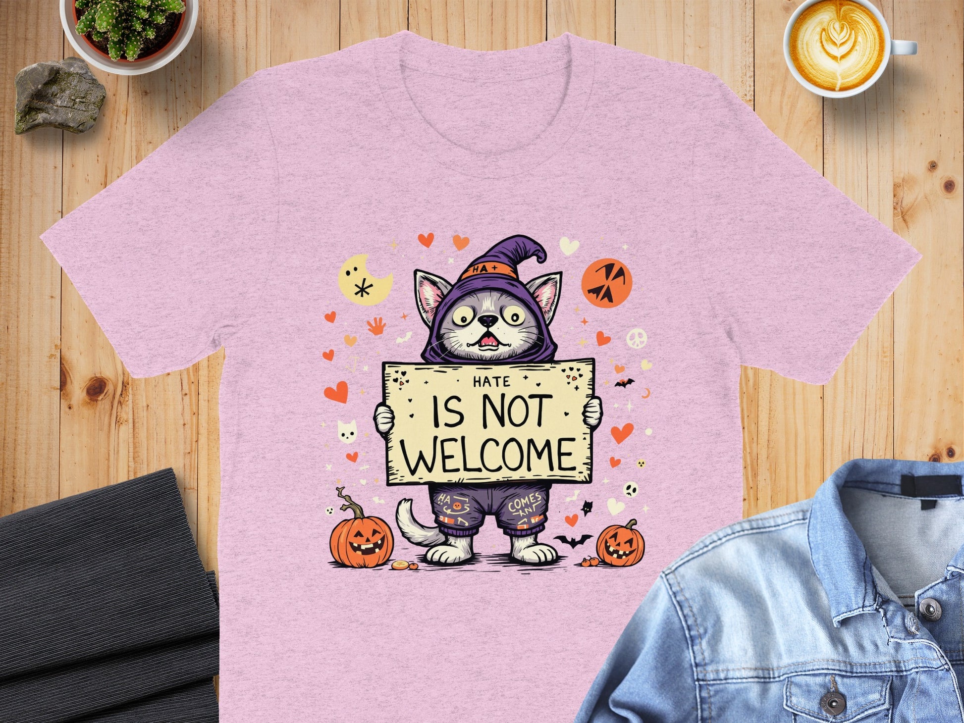 Hate Is Not Welcome Halloween Cat Graphic T-shirt product