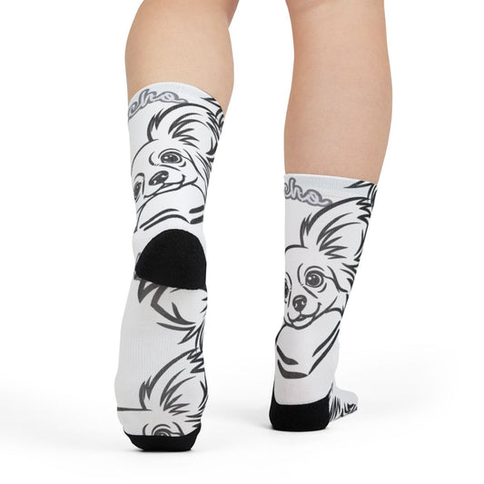 Adorable Cartoon Dog Print on White Socks Product