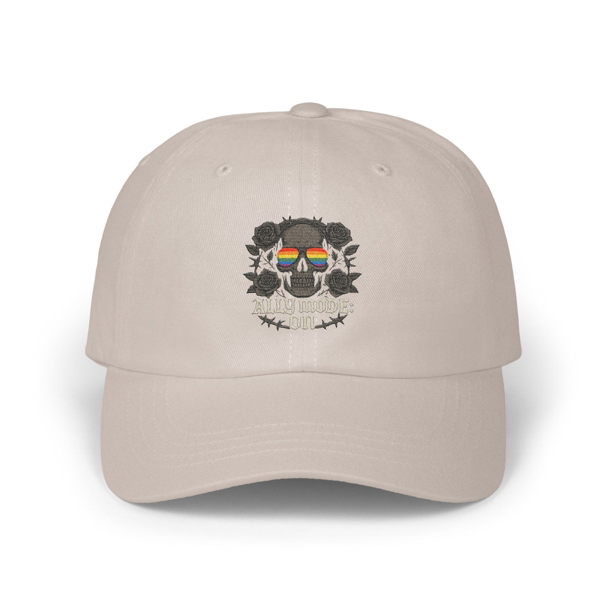 Skull and Flowers Embroidered Dad Hat product type