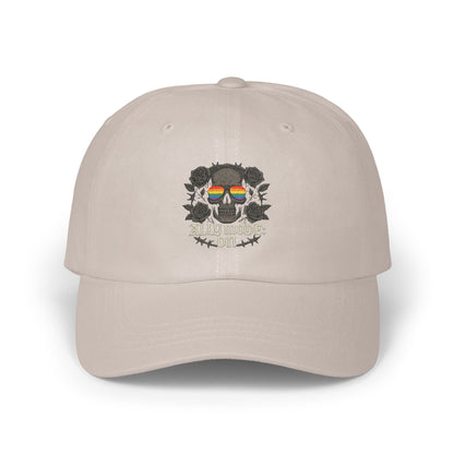 Skull and Flowers Embroidered Dad Hat product type