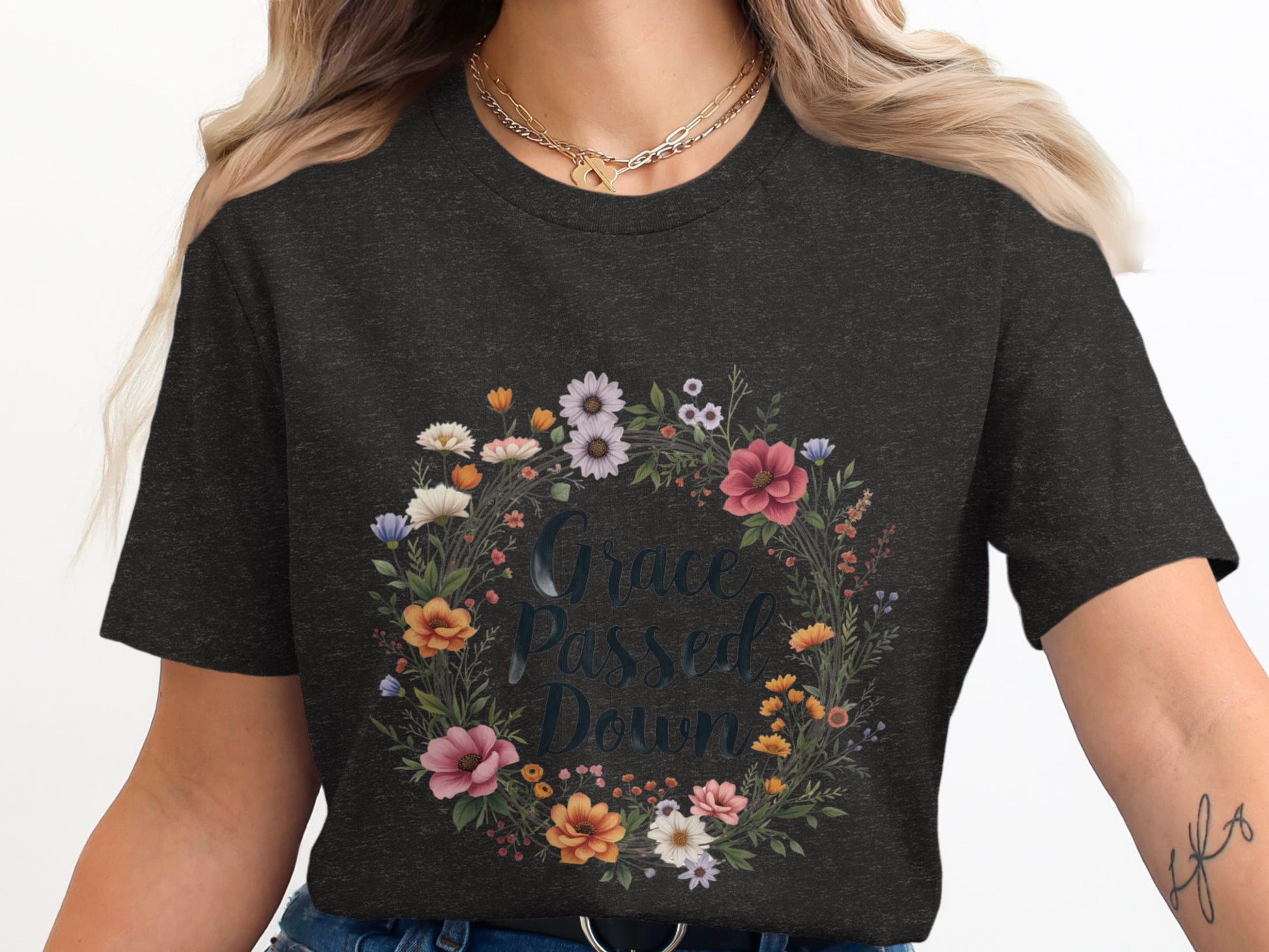 Grace Passed Down Floral Design T-Shirt product type