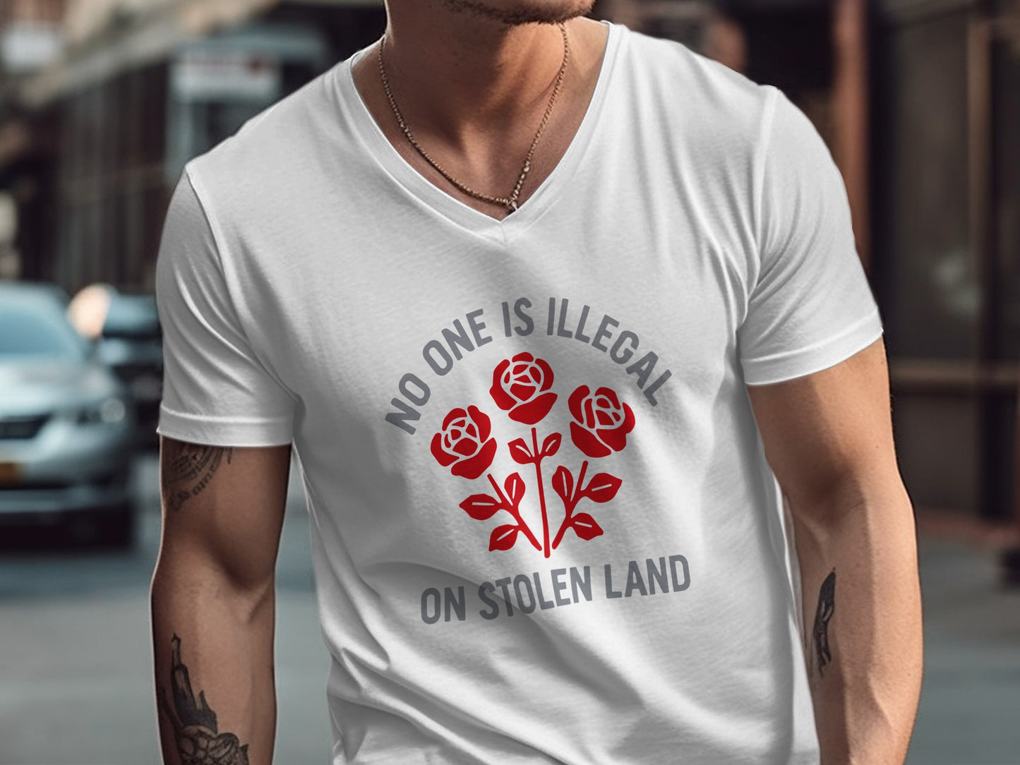 No One Is Illegal On Stolen Land Printed T-shirt product