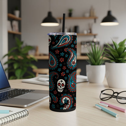 Colorful Paisley and Skull Design Tumbler product type
