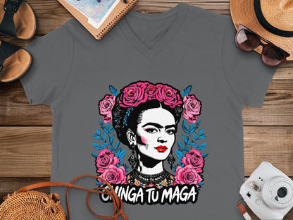 Chinga Tu Maga Graphic T-shirt with Floral Design