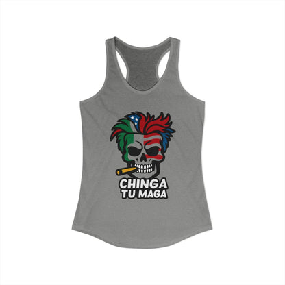 Chinga Tu Maga Skull Tank Top Colorful Design