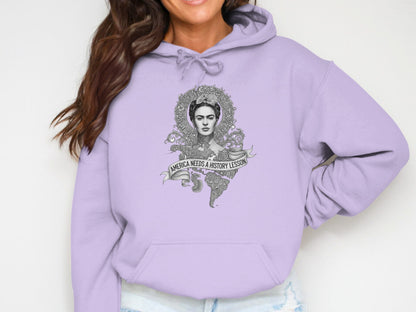 Frida Kahlo America Needs History Lesson Black Background Hoodies