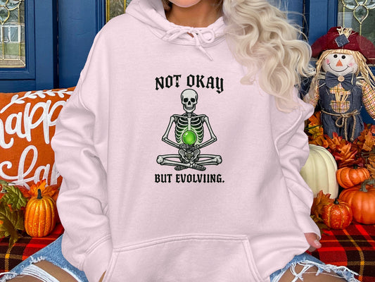 Not Okay But Evolving Skeleton Hoodie product