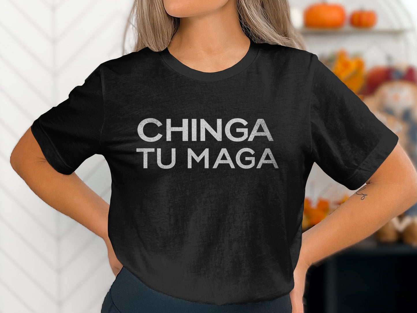 Chinga Tu Maga Graphic Tee with Bold Letters