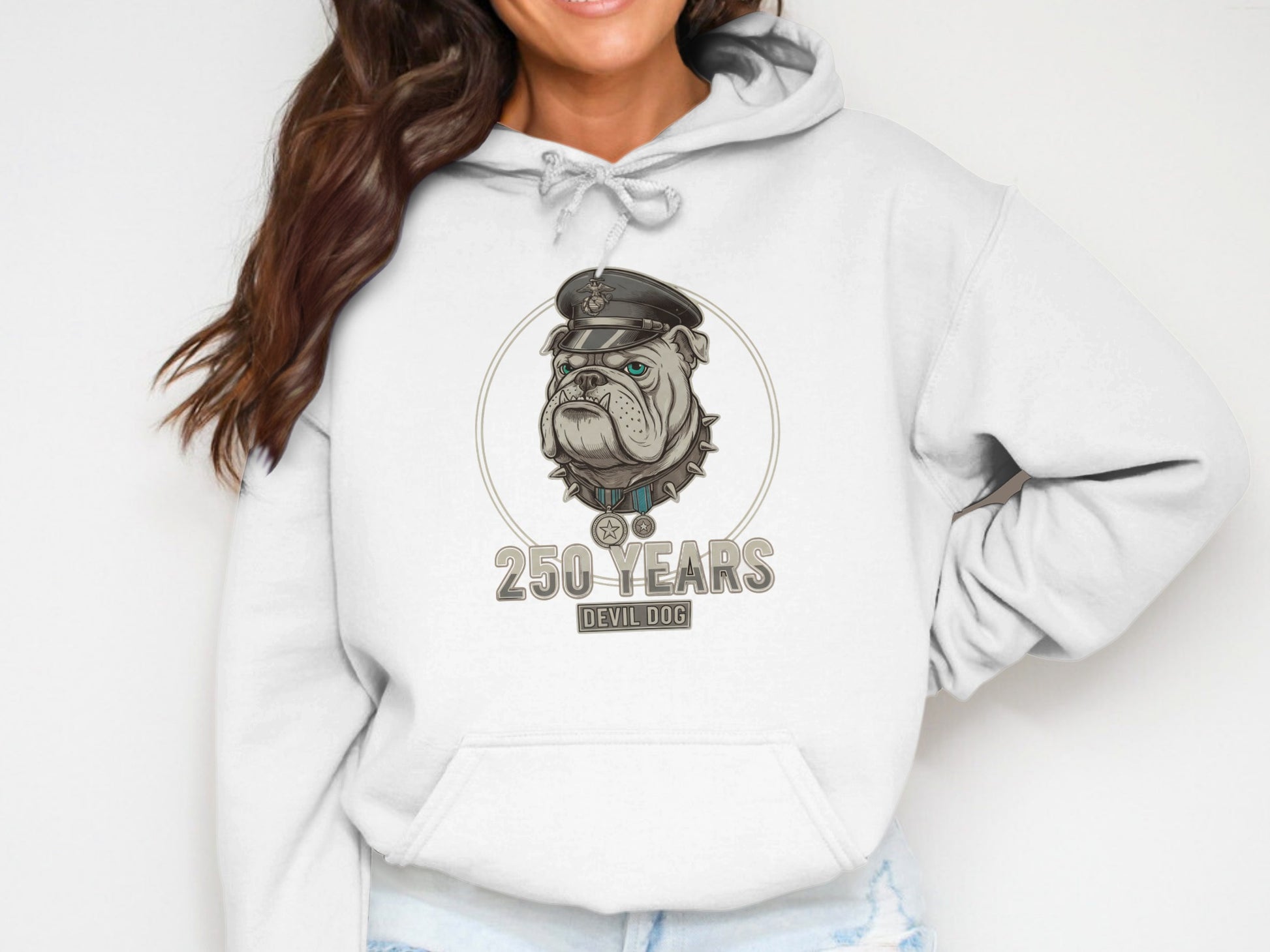 250 Years Devil Dog Hoodie With Bulldog Print