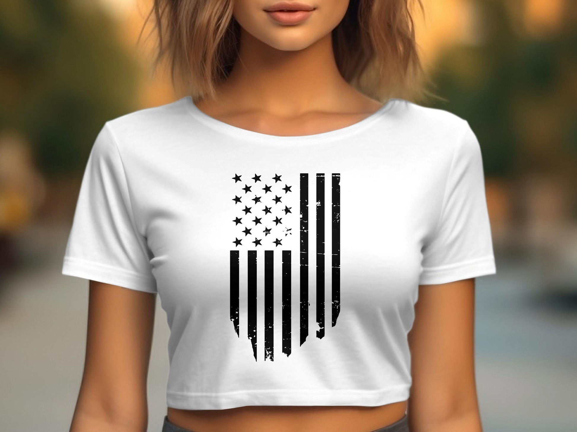 Distressed American Flag Graphic Crop Top product type