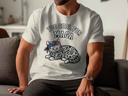 Too Cool For MAGA Cat With Bandana T-Shirt product