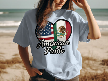 Mexican Pride Heart Flags Graphic T-shirt product