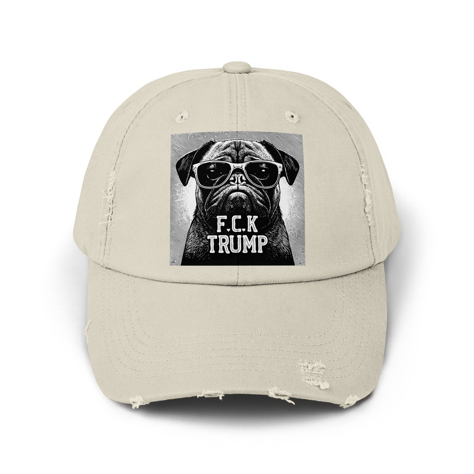 FCK Trump Pug Graphic Design Light Beige Hat product