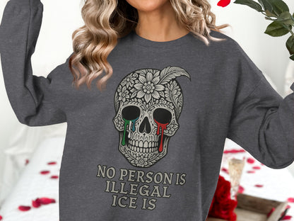 No Person Is Illegal Ice Is Skull Design Shirt
