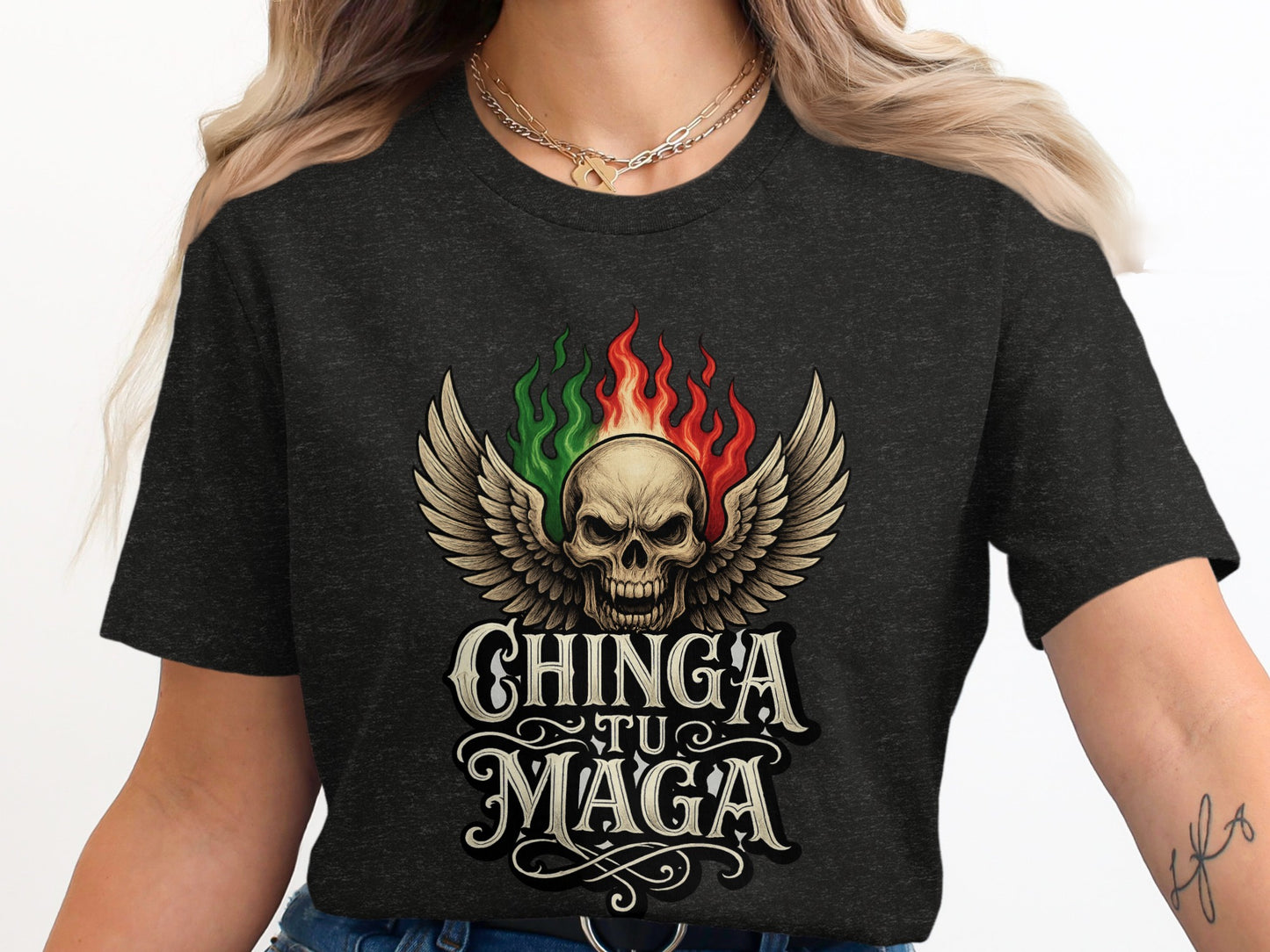 Chinga Tu Maga Winged Skull Graphic Tee product