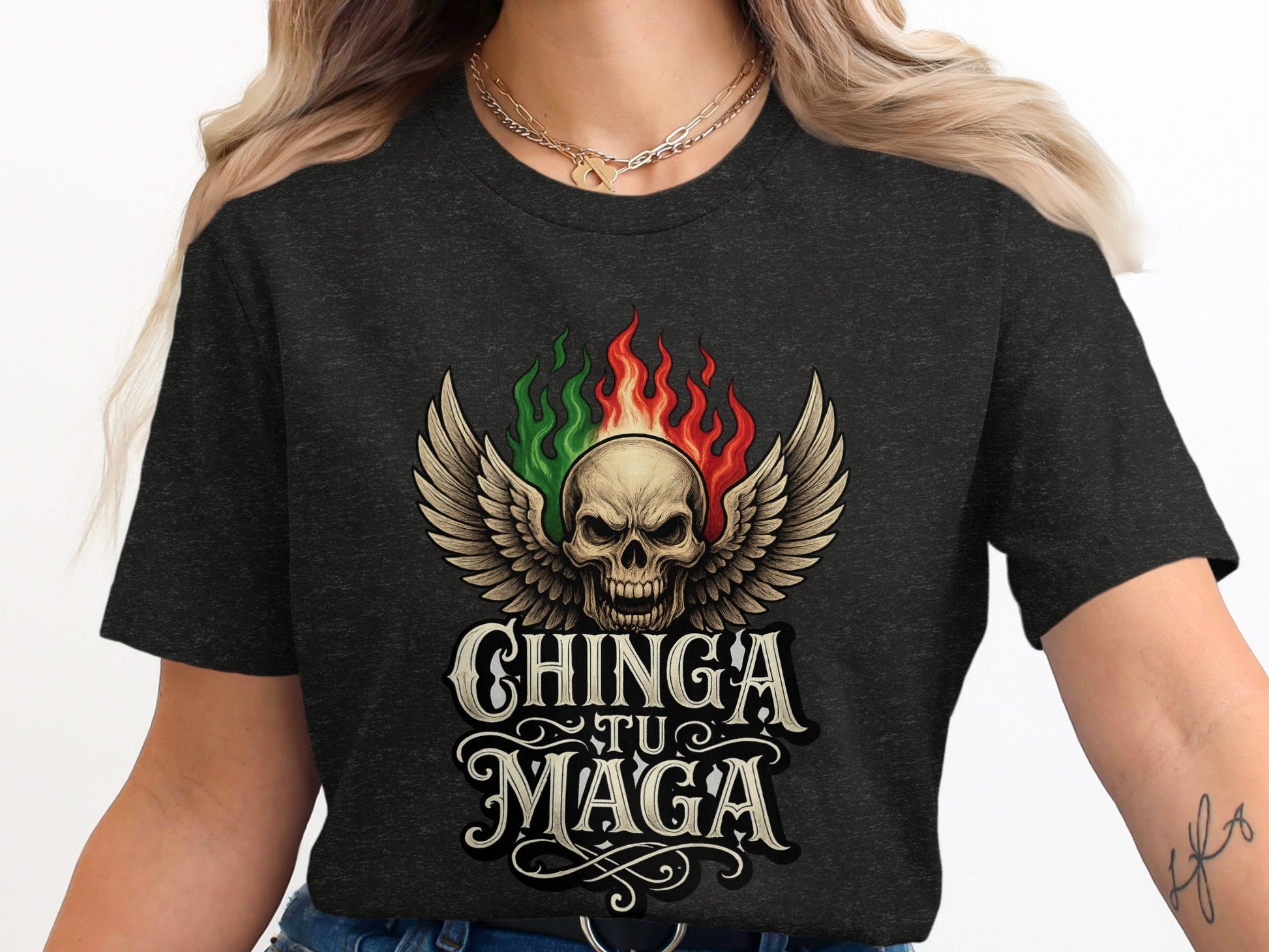 Chinga Tu Maga Winged Skull Graphic Tee product