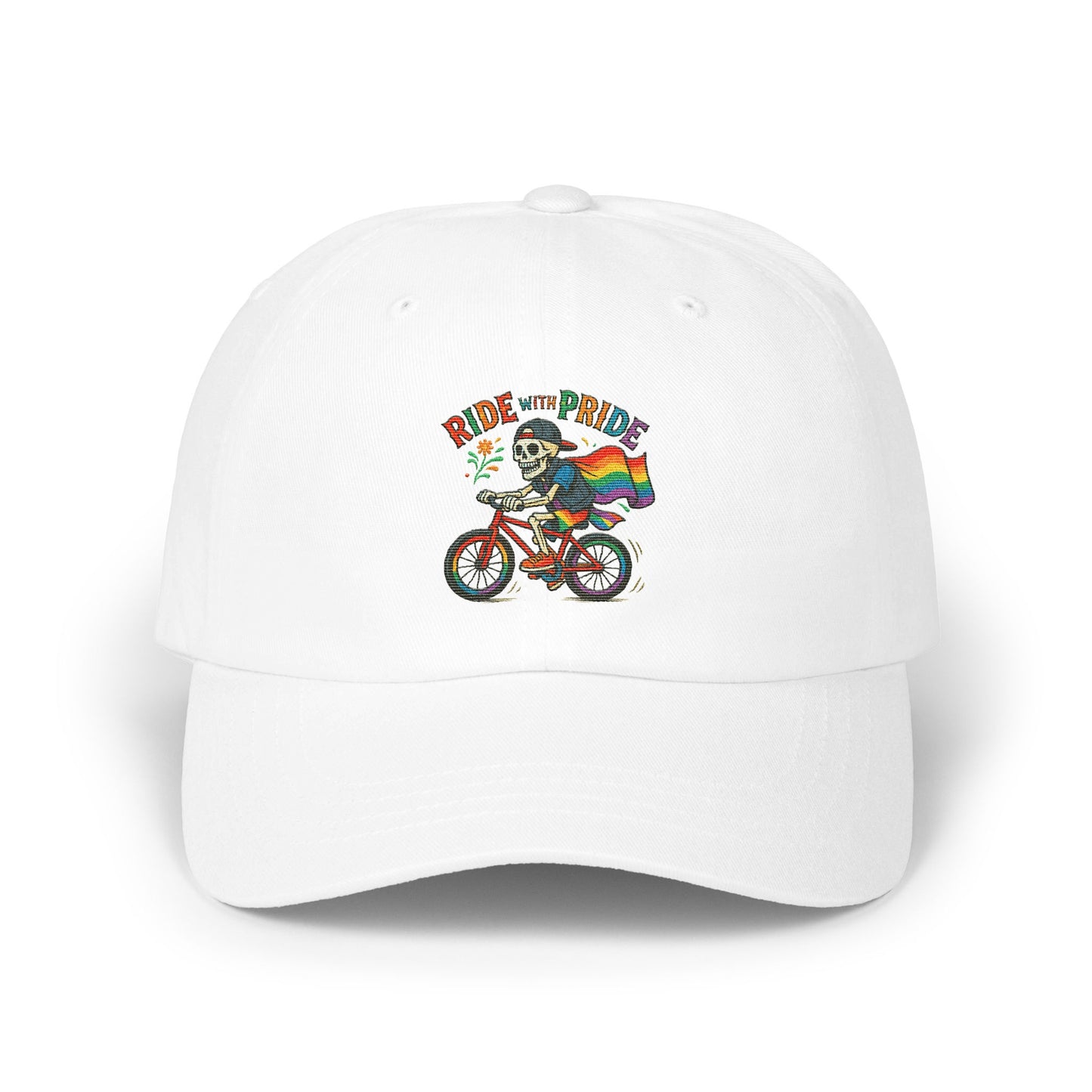 Ride with Pride Skull on Bicycle Graphic Hat product type