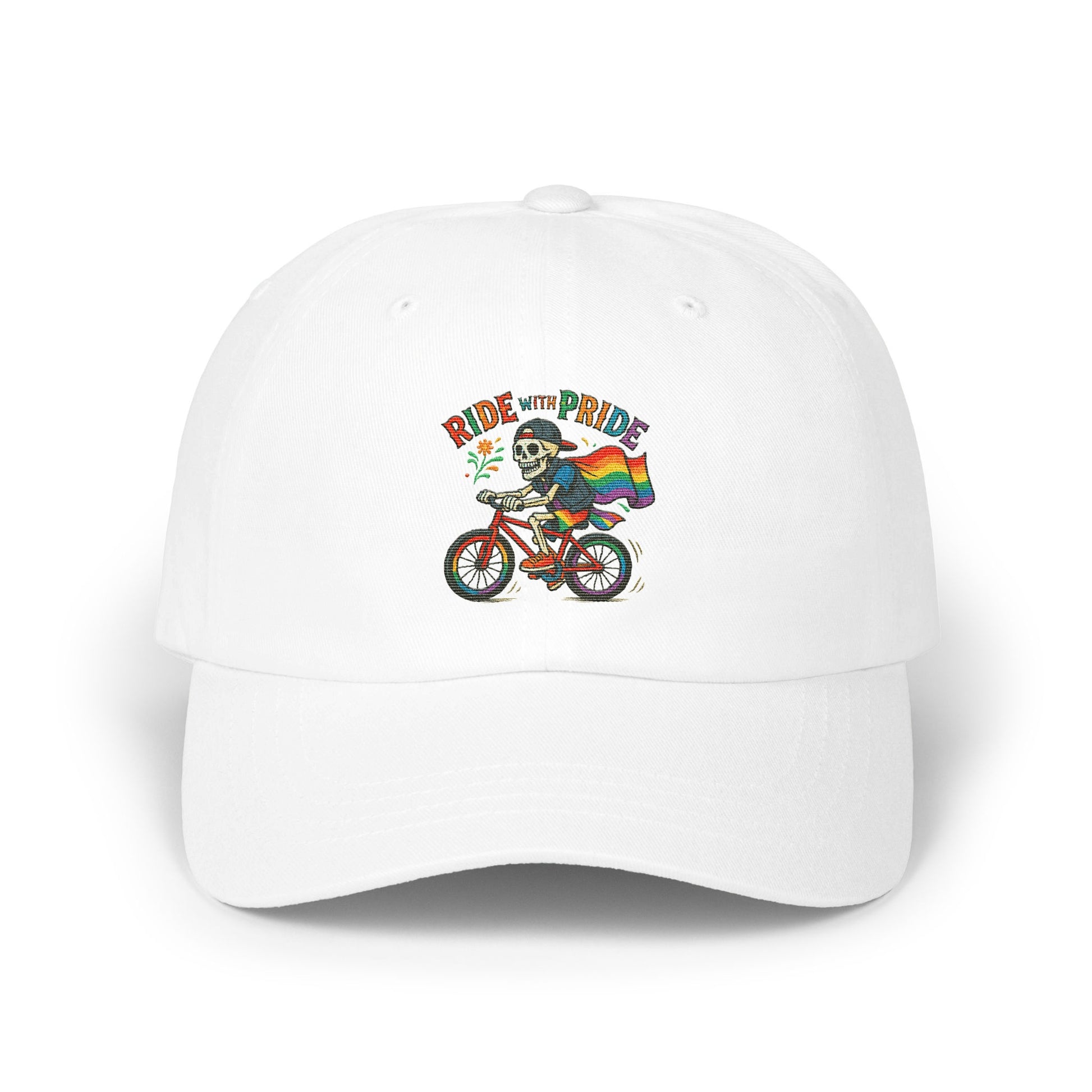 Ride with Pride Skull on Bicycle Graphic Hat product type