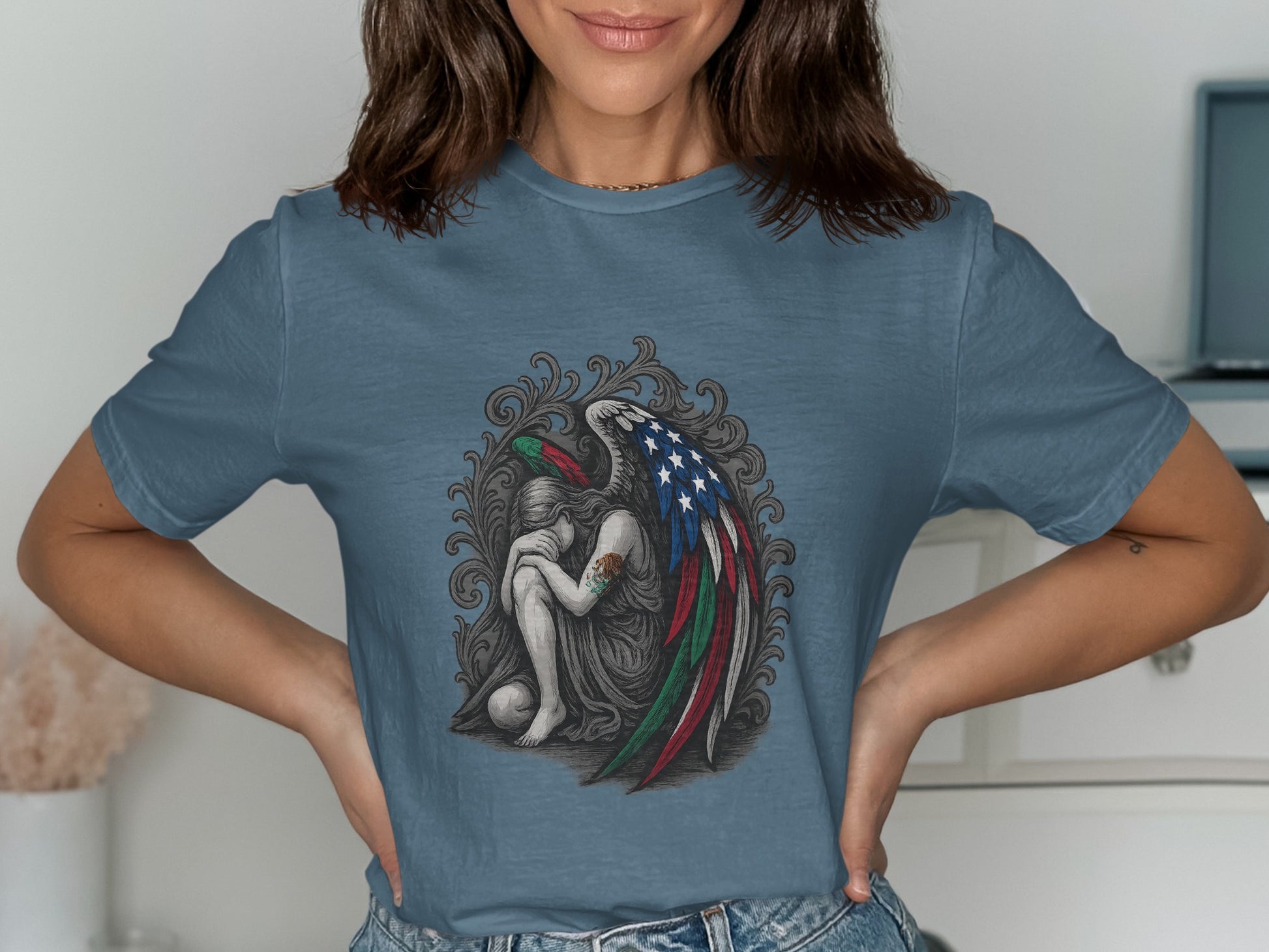 Angel Holding Flag Graphic Tee Shirt product type