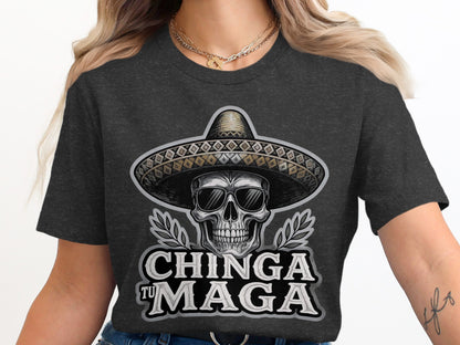 Chinga Tu Maga Graphic Skull Design Shirt product