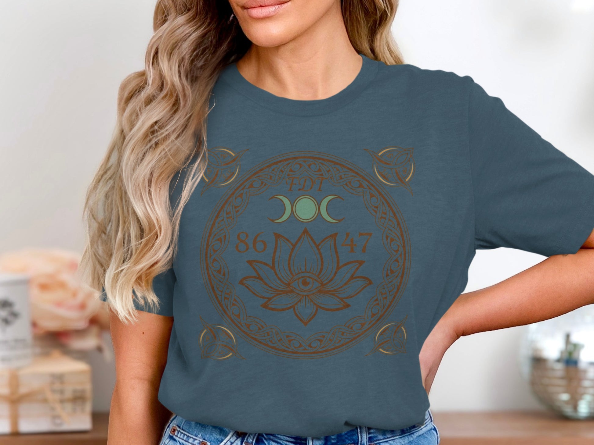Mystical Lotus Eye and Moon Phases Symbol Shirt