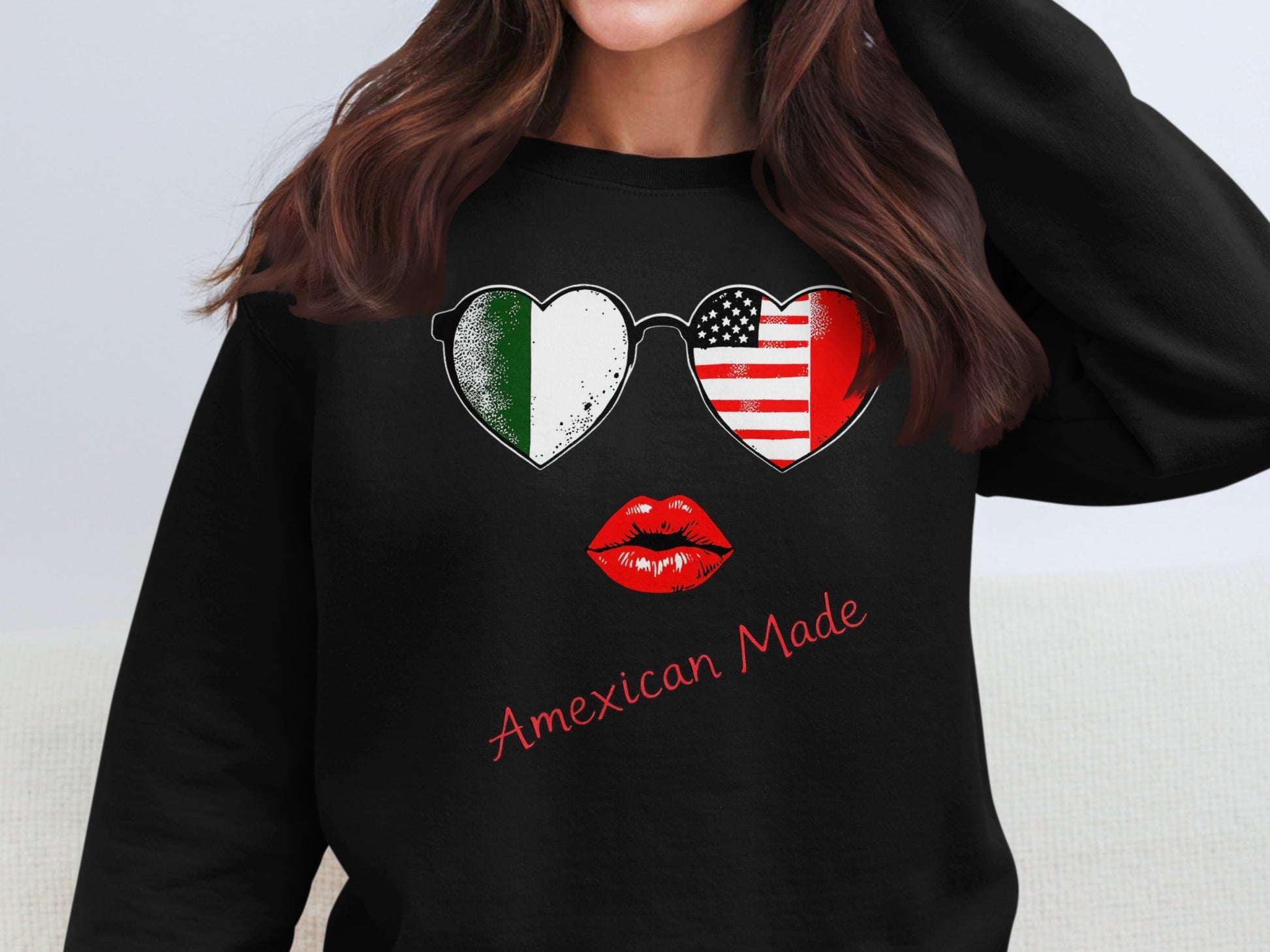 Amexican Made Patriotic Heart Glasses Sweatshirt product type