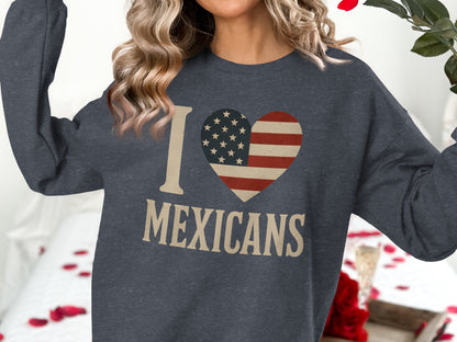 I Love Mexicans USA Flag Heart Graphic Pullover product