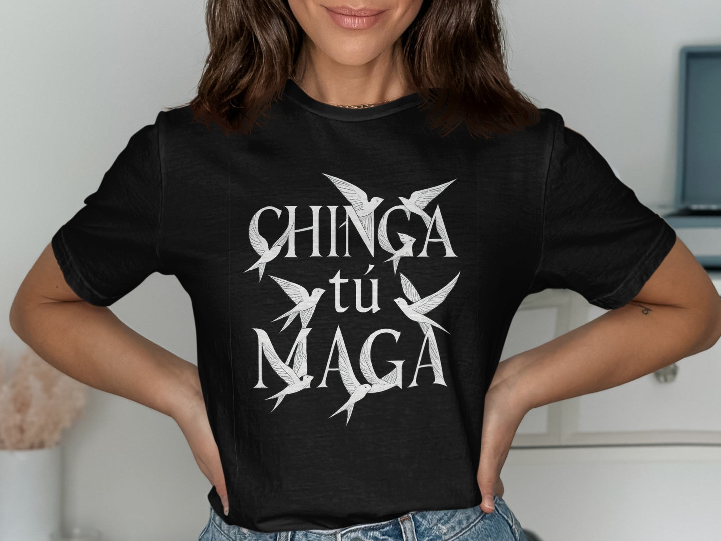 Chinga Tu Maga Graphic Tee Casual Wear Black product type