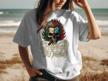 Chingad tu Maga skull graphic t-shirt product type