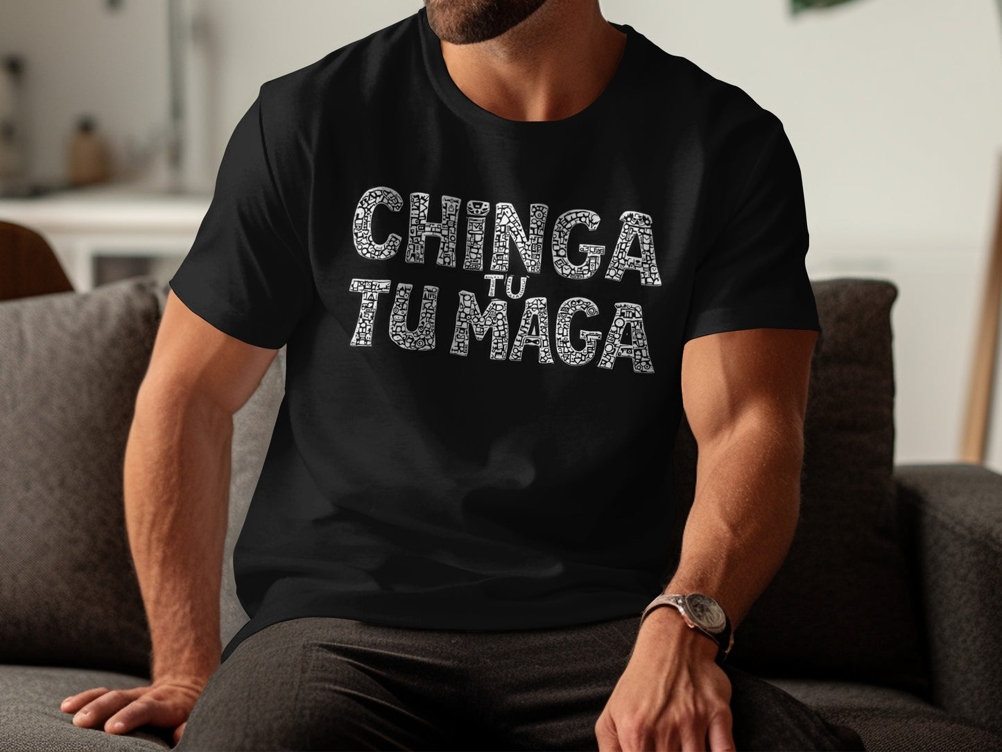 Bold Chinga Tu Maga Graphic Slogan T-shirt
