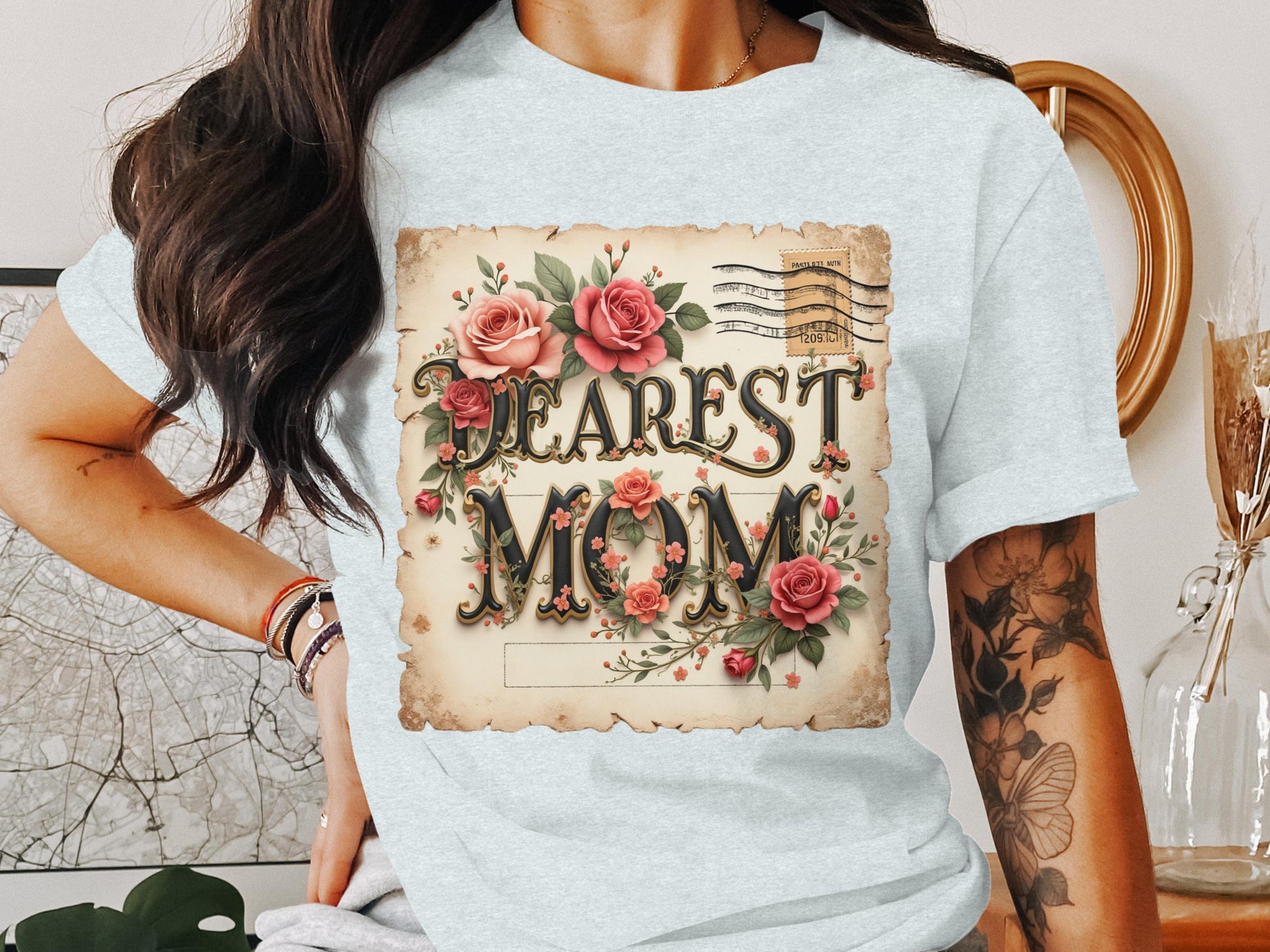 Dearest Mom Floral Graphic Print T-shirt product