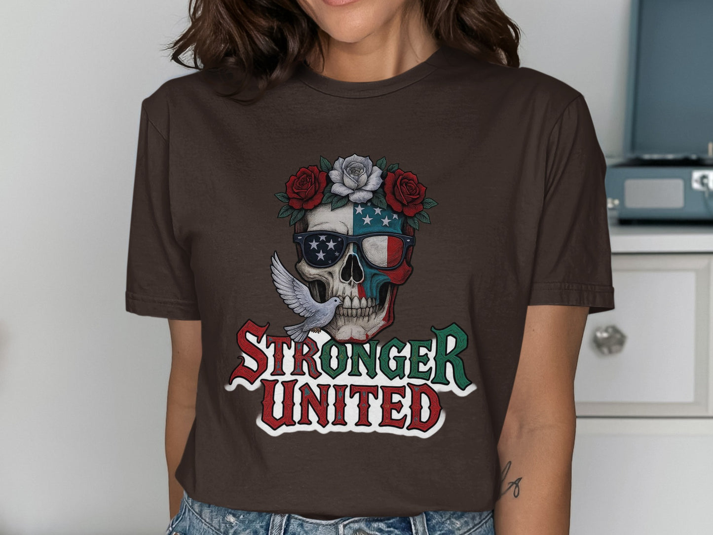 Stronger United Skull And Rose Graphic T-shirt product