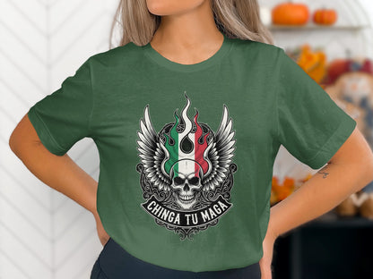 Chinga Tu Maga Skull Wings Graphic Tee Product