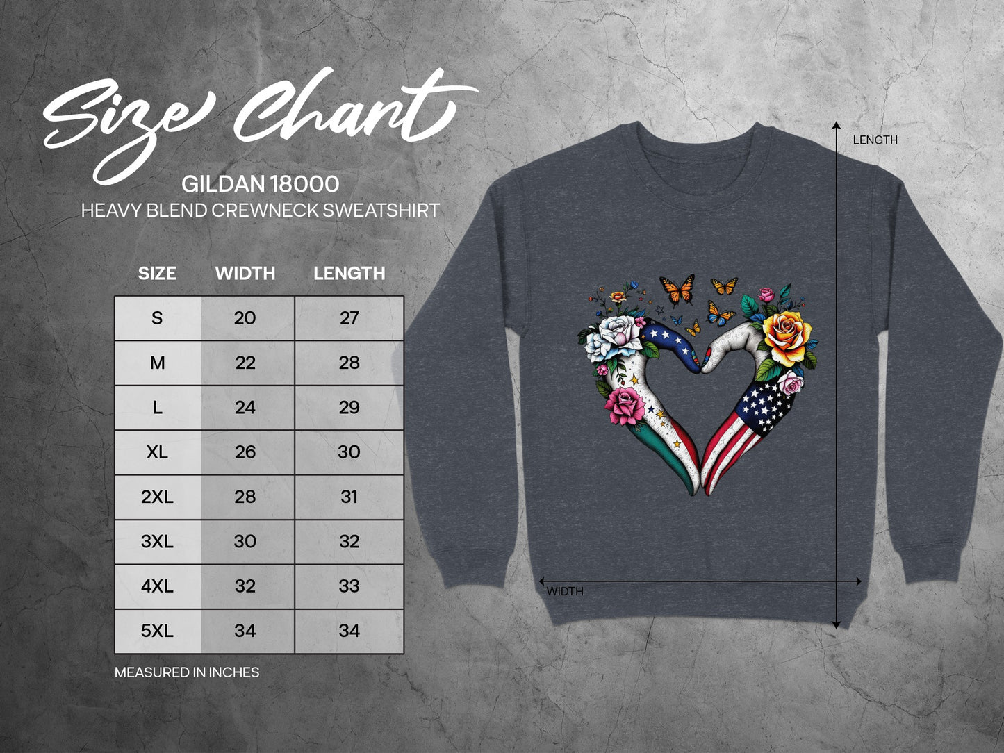 Floral Heart Flag Design Heavy Blend Sweatshirt Product