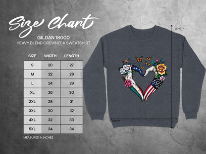 Floral Heart Flag Design Heavy Blend Sweatshirt Product