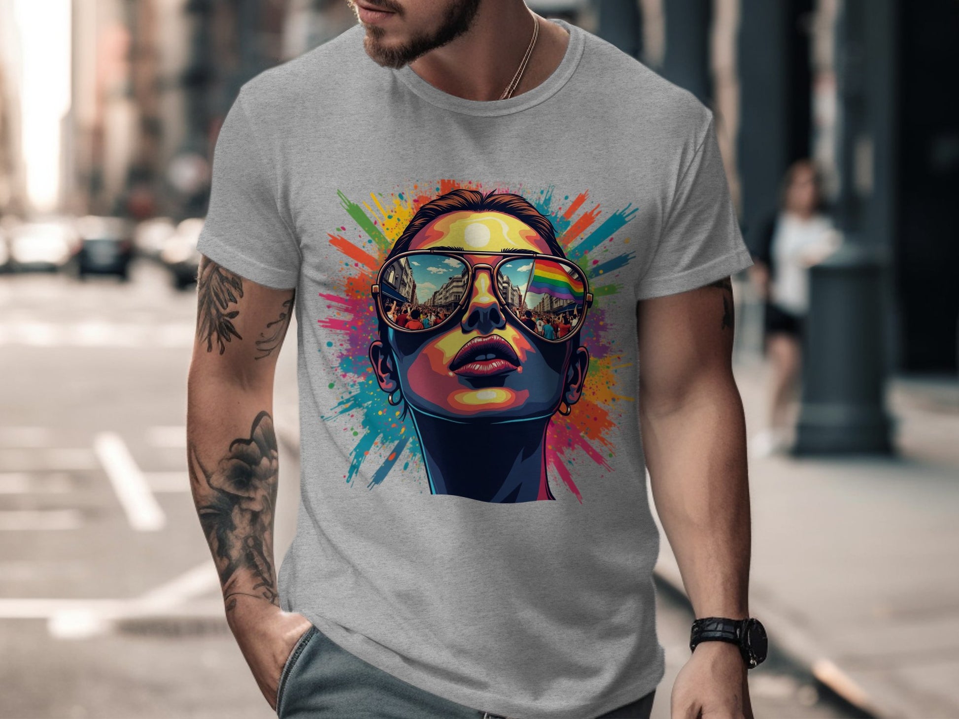 Vibrant Street Style T-shirt Reflective Art product type